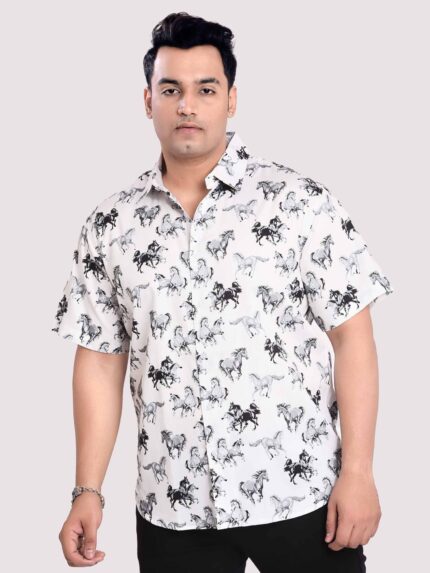 Horse World Theme Digital Print Men Plus Size Shirt