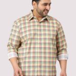 Bright Yellow Check Pattern Men Plus Size Casual Shirt