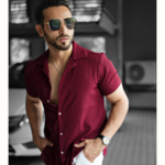 Men’s Textured Half Sleeve Maroon Shirt