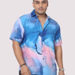 Horizon Landscape Digital Print Men Plus Size Half Sleeve Shirt