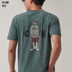 Green Printed Slim Fit Cotton T Shirt