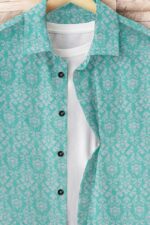 Casual Mint Blue Printed Shirt - Image 2