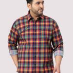 Red and Blue Classic Check Men Plus Size Cotton Shirt