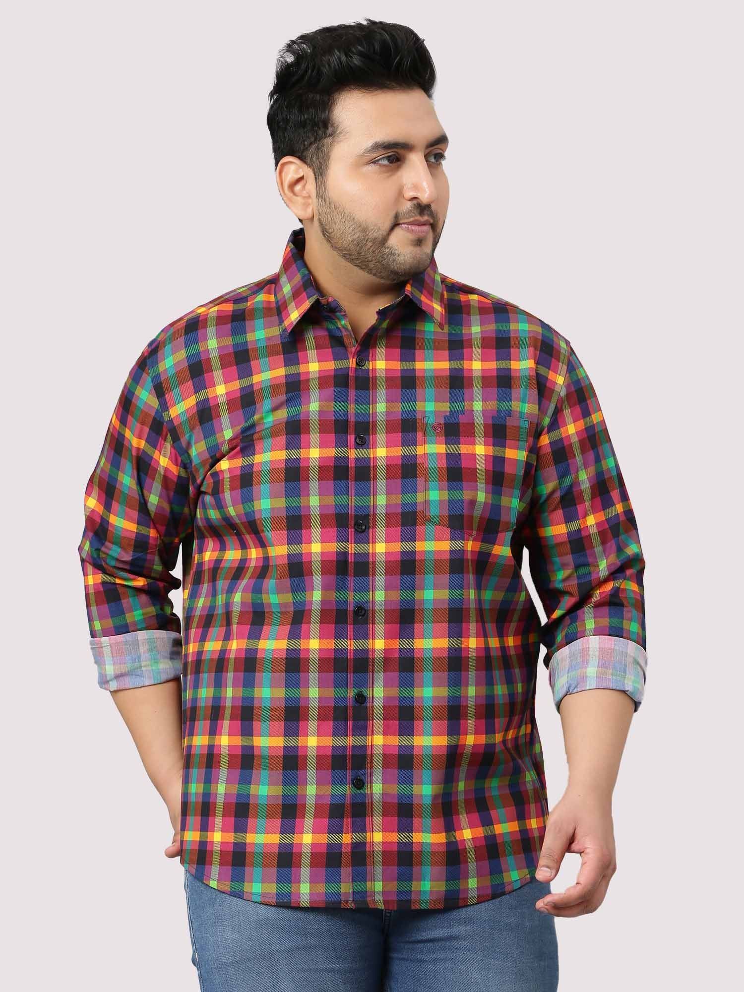 red-and-blue-checks-men-s-plus-size-guniaa-fashions-1.jpg Red and Blue Classic Check Men Plus Size Cotton Shirt - Image 1