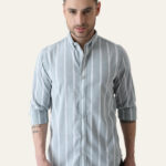 Mint Green Striped Cotton Fresh Summer Casual Shirt