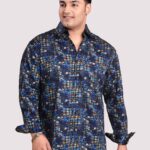 Square Dot Pattern Men Plus Size Full Sleeve Shirt