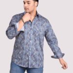Tiny Paisley Digital Print Men Plus Size Shirt