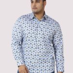 Twisted Flower Cotton Print Men Plus Size Full Sleeve Shirt
