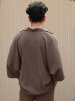 Shirt Collar Textured Oversized Shirt With Trousers - Image 2