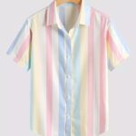Straight Lining Printed Men’s Half Sleeves Poly Cotton Casual Wear Shirts