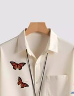 White Butterfly Printed Men’s Half Sleeves Poly Cotton Casual Wear Shirts - Image 2